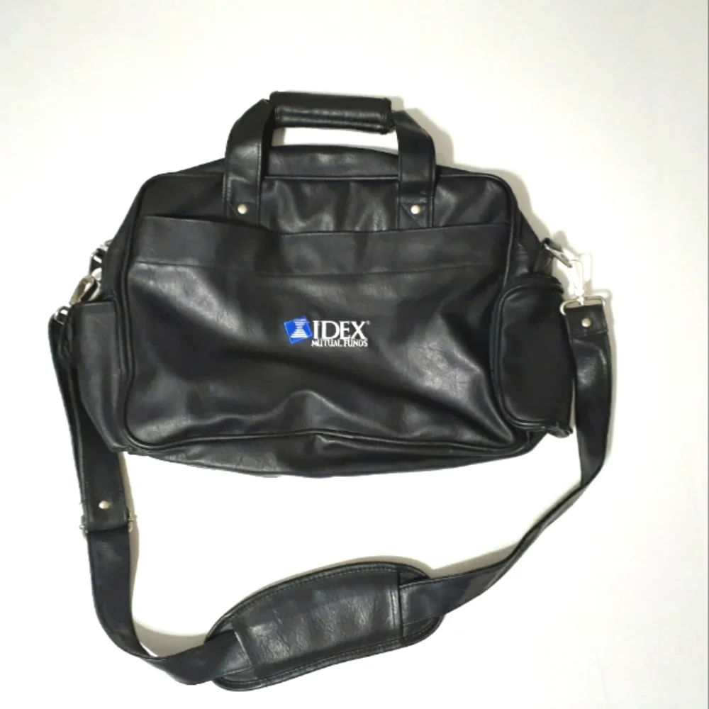 Vintage IDEX Mutual Funds Black Faux Leather Business Bag